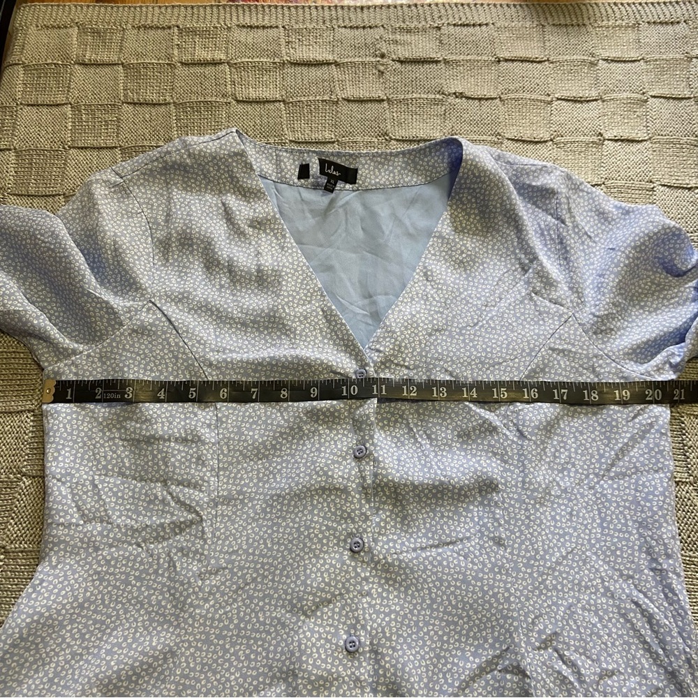 NWOT Lulus Castana Light Blue Print Button-Up Dress - Picture 7 of 11